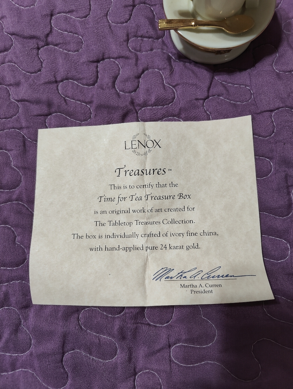 Vintage Lenox Time For Tea Teacup Trinket Box Porcelain 24K Gold Painted - Picture 5 of 6